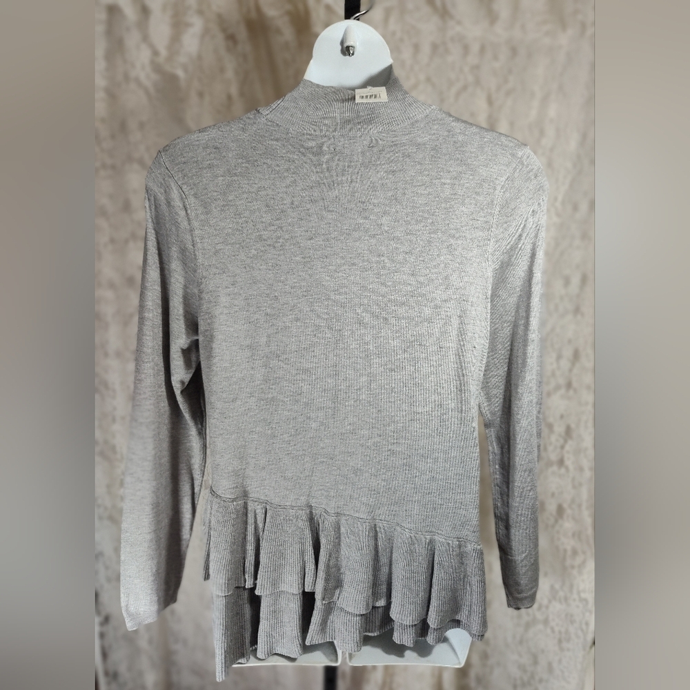 The Limited Light Gray Ruffled Sweater - Picture 2 of 4